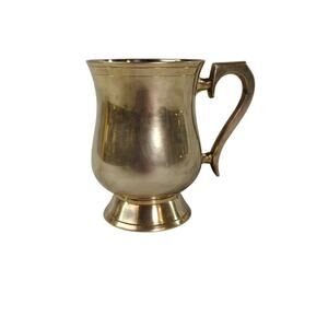 Vintage Solid Brass Footed Tankard Mug with Handle